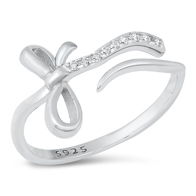 Silver CZ Ring - Bow