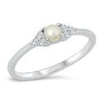 Silver CZ Ring - Pearl