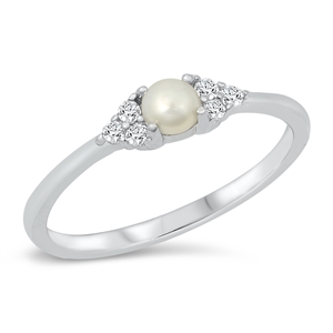 Silver CZ Ring - Pearl