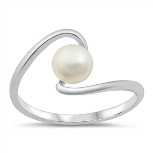 Silver CZ Ring - Freshwater Pearl