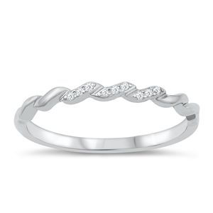 Silver CZ Ring - Twisted Band