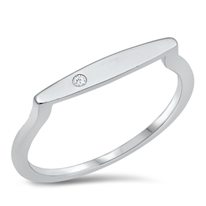 Silver CZ Ring - Thin Bar