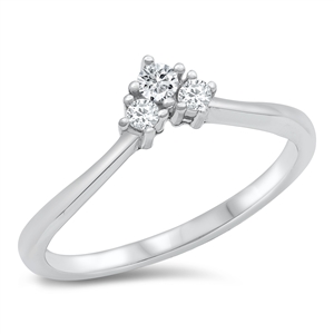 Silver CZ Ring - Geometric Heart