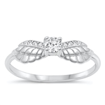 Silver CZ Ring - Wings