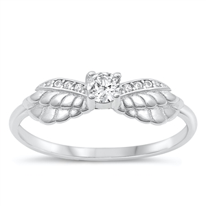 Silver CZ Ring - Wings