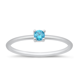 Silver CZ Ring - Blue Topaz