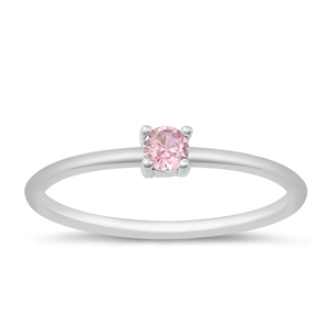 Silver CZ Ring - Pink
