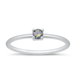 Silver CZ Ring - Rainbow Topaz