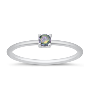 Silver CZ Ring - Rainbow Topaz