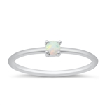 Silver CZ Ring - White Lab Opal