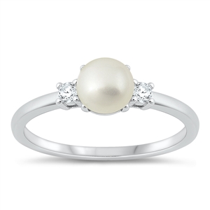 Silver CZ Ring - Pearl