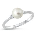 Silver CZ Ring - Pearl