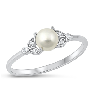 Silver CZ Ring - Pearl