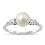 Silver CZ Ring - Pearl