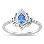 Silver CZ Ring - Lotus