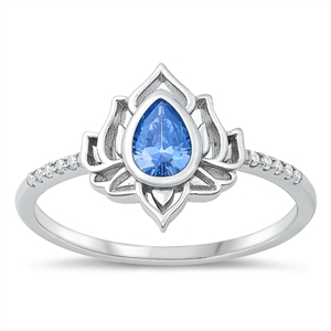 Silver CZ Ring - Lotus