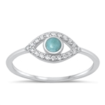 Silver CZ Ring - Evil Eye