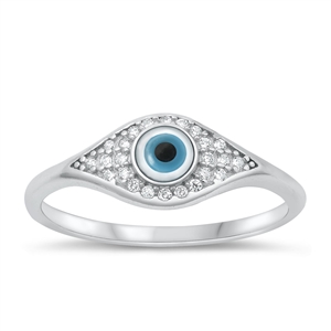 Silver CZ Ring - Evil Eye