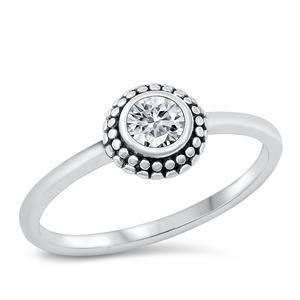 Silver CZ Ring - Bali Solitaire