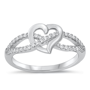 Silver CZ Ring - Heart