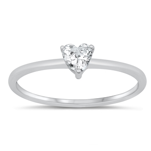 Silver CZ Ring - Heart