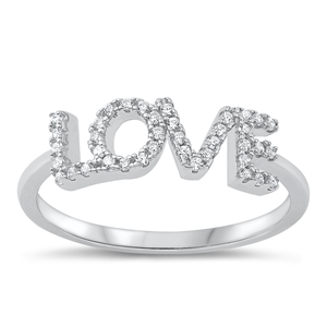 Silver CZ Ring - Love