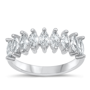 Silver CZ Ring - Marquise Pave