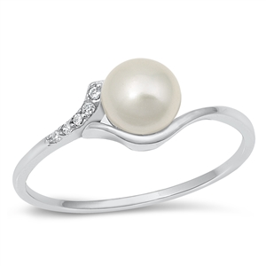 Silver CZ Ring - Pearl