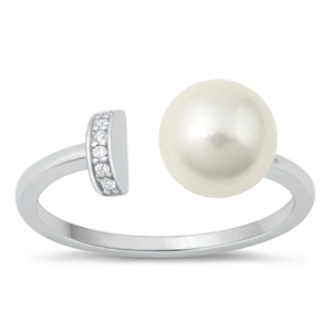 Silver CZ Ring - Pearl