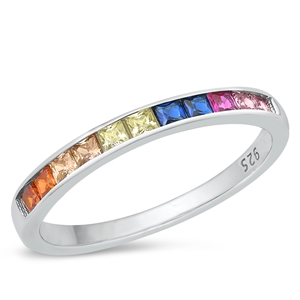 Silver Ring - Multi-Colored Band