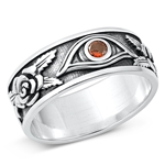 Silver CZ Ring - Eye & Rose