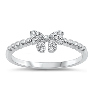 Silver CZ Ring - Bow