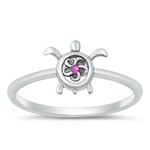 Silver CZ Ring - Turtle