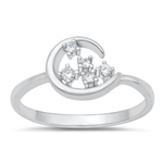 Silver CZ Ring - Moon