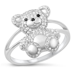 Silver CZ Ring - Teddy Bear