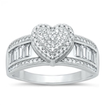 Silver CZ Ring - Heart