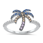 Silver CZ Ring - Palm Tree