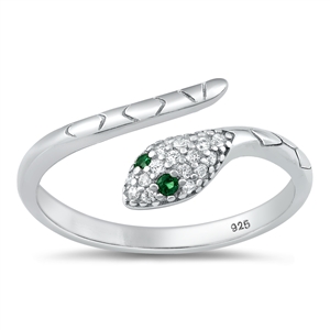 Silver CZ Ring - Snake