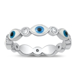 Silver CZ Ring - Evil Eye