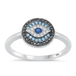 Silver CZ Ring - Evil Eye