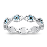 Silver CZ Ring - Evil Eye