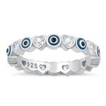Silver CZ Ring - Evil Eye & Heart