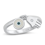 Silver CZ Ring - Evil Eye & Hamsa