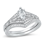 Silver CZ Ring - Wedding Set