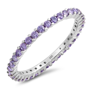 Silver Ring W/Amethyst Color CZ