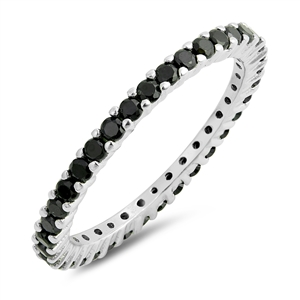 Silver Ring W/ Black CZ