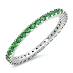 Silver Ring W/ Emerald Color CZ