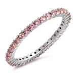 Silver Ring W/Pink Clear CZ