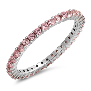 Silver Ring W/Pink Clear CZ