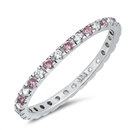 Silver Ring W/ Pink & Clear CZ
